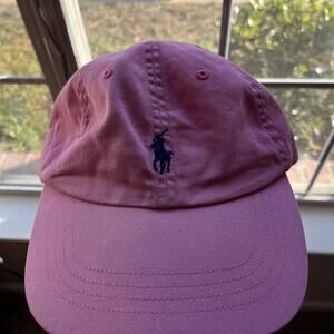 Polo Ralph Lauren Hat Cap Strap Back Pink Salmon Blue Pony Embroidered One Size